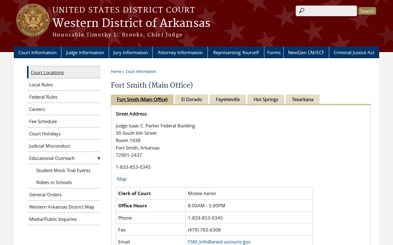 Johnson County criminal court cases federal Fort Smith office