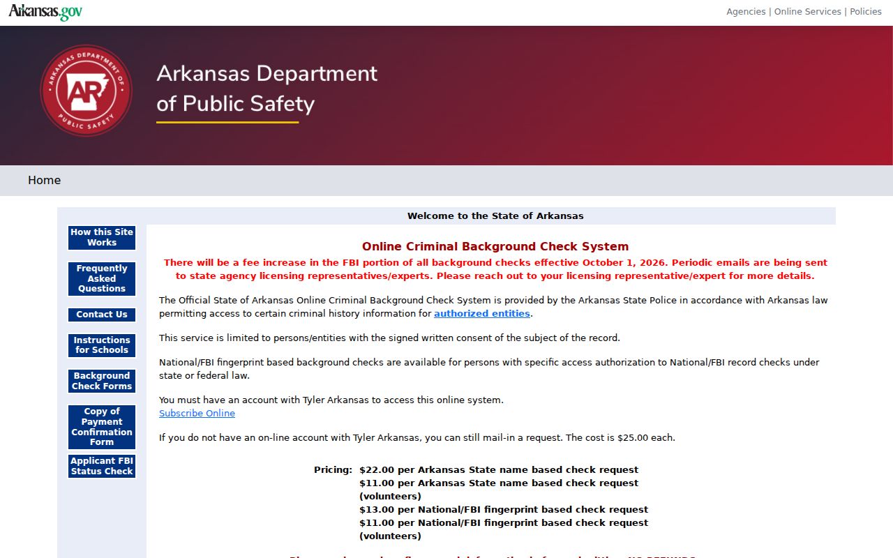 Johnson County criminal history Arkansas background check system