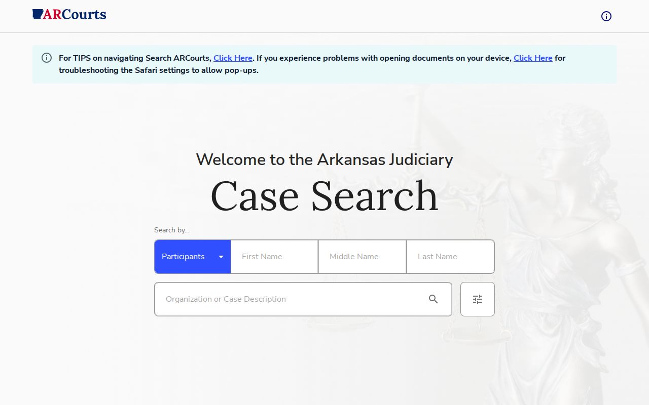 Johnson County criminal history Search ARCourts interface